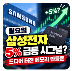 월요일 삼성전자 5% 급등 시그널? 드디어 터진 메모리 반등론