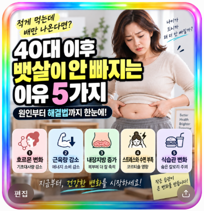 적게 먹는데 배만 나온다면? 40대 이후 복부지방이 쌓이는 원인과 관리법