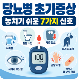당뇨병 초기증상 7가지｜목마름·잦은 소변·체중 감소가 보내는 신호